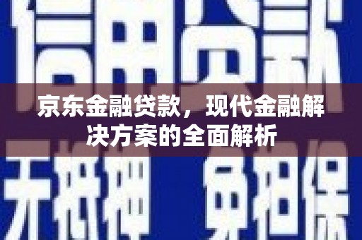 冷水江京东金融贷款，现代金融解决方案的全面解析